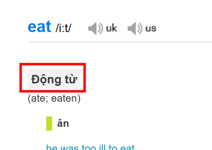 kết quả tra từ vựng eat